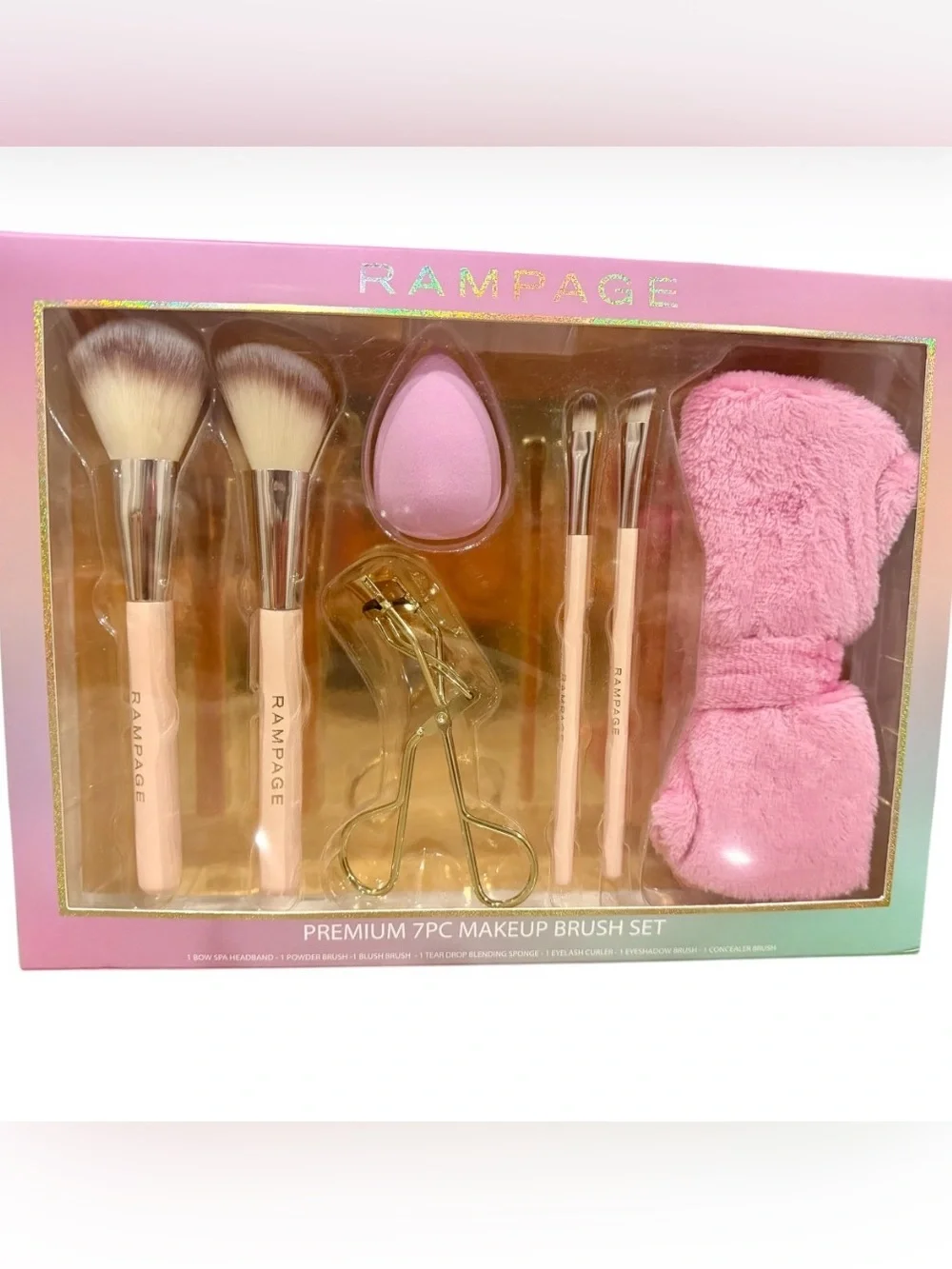 Rampage Premium 7-Piece Makeup Brush & Tool Set NIB